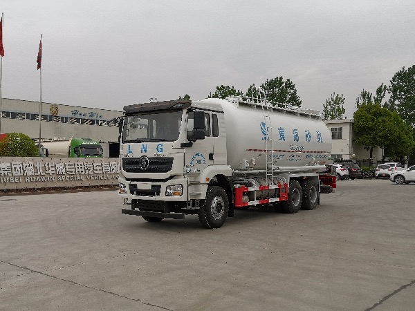 國內首款清潔能源LNG天然氣干混砂漿車(chē)/6x4陜汽德龍M3000國六排放干粉砂漿罐車(chē)