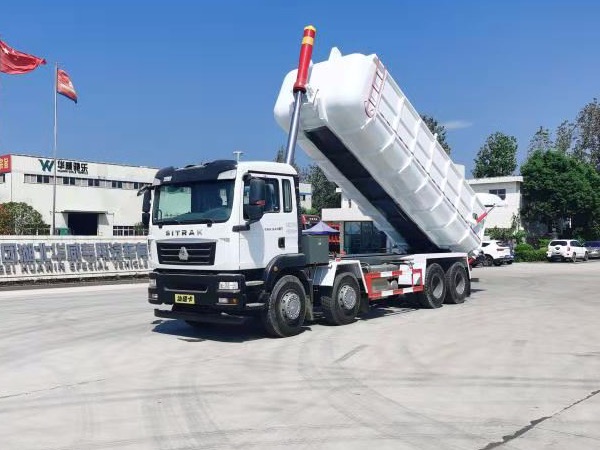 8x4重汽汕德卡【國六排放】25立方環(huán)保式污泥車(chē)|SGZ5310ZWXZZ6C5型廂式污泥自卸車(chē)