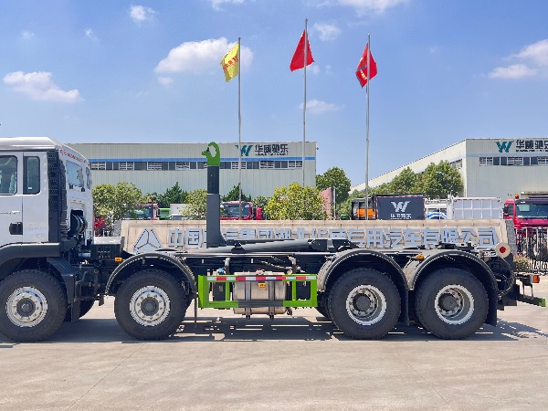 重汽汕德卡8x4鉤臂車(chē)｜SGZ5310ZXXZZ6型車(chē)廂可卸式垃圾車(chē)｜移動(dòng)式壓縮垃圾站轉運車(chē)｜垃圾轉運車(chē)