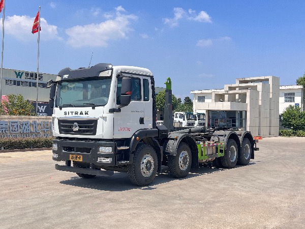 重汽汕德卡8x4鉤臂車(chē)｜SGZ5310ZXXZZ6型車(chē)廂可卸式垃圾車(chē)｜移動(dòng)式壓縮垃圾站轉運車(chē)｜垃圾轉運車(chē)
